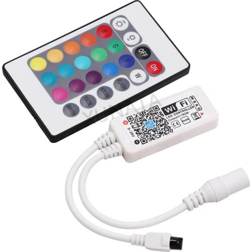 DC9-12V Mini WiFi LED RGB RGBW Controller with 24Key IR Remote Controller for 5050 RGB RGBW LED Strip Light