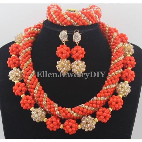 Nigerian Wedding African Beads Jewelry Set African Costume Jewelry Sets Beads Free Shipping W11771