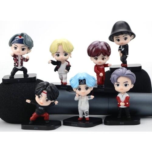 New 7PCS/set KPOP Star Group Action Figures Toy Bangtan Groups Boy BT Puppet Collection Toy Korean Cartoon Dolls Gift For Girls