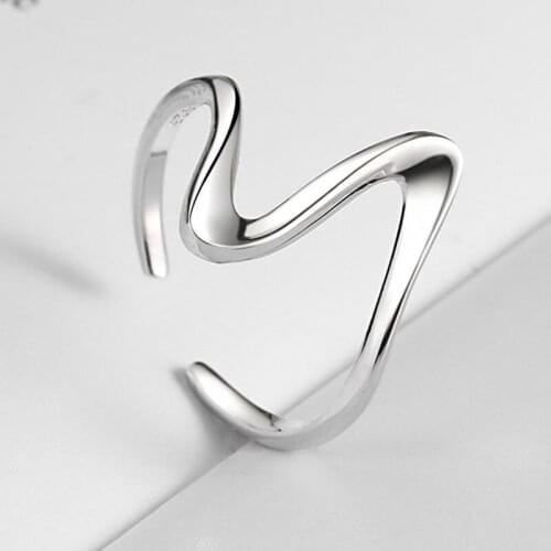 New Simple Design Irregular Geometric Smooth Waves Rings Gold Silver Color Ring for Women Open Rings Metal Wedding Jewelry Gift