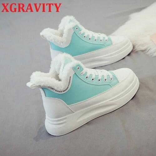 XGRAVITY S094 New Fashion Ankle Boots Fashion Winter Snow Boots Short Wedges Shoes Elegant Women Winter Shoes Female Boots New