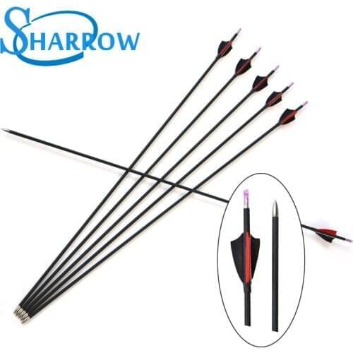 6Pcs30inch Hunting Arrow Spine 1000 Archery 6MM Training Carbon Arrows Turkey Feathers High Quality Composite Carbon Fiber Shaft
