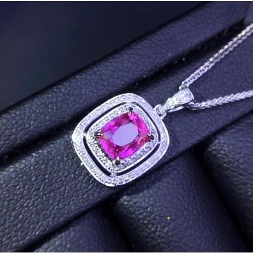 Sapphire Pendant Necklaces J1212 G18 K Gold Jewelry 100% Natural Padparascha Sapphire Gemstones 1.06ct Female Diamonds Pendants