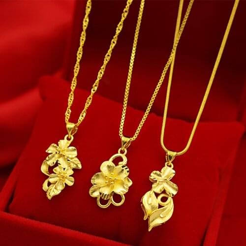 Little Flower Pendant Necklace 18K Gold Color Women Wedding Jewelry Delicate Clavicle Chain Choker Birthday Gifts for Girlfriend