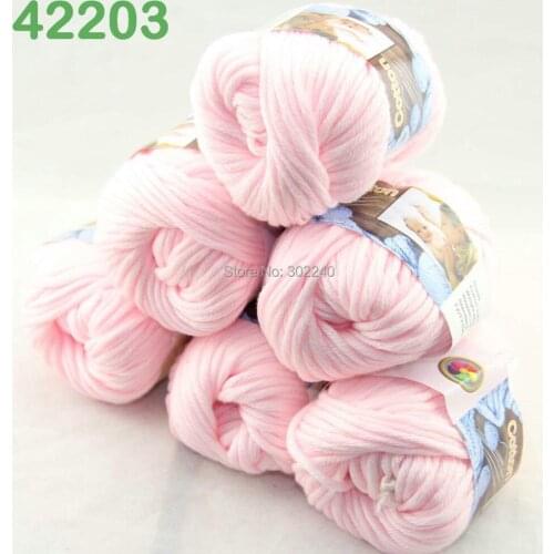 LOT of 6 Balls X 50g Special Thick Worsted Cotton Knitting Yarn baby pink 2203