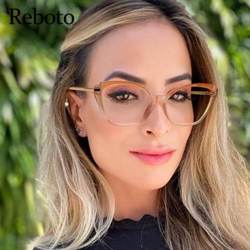 Clear Frame Cat Eye Glasses Woman Fashion Transparent Anti Blue Computer Eyeglasses Frames For Women Designer 2021
