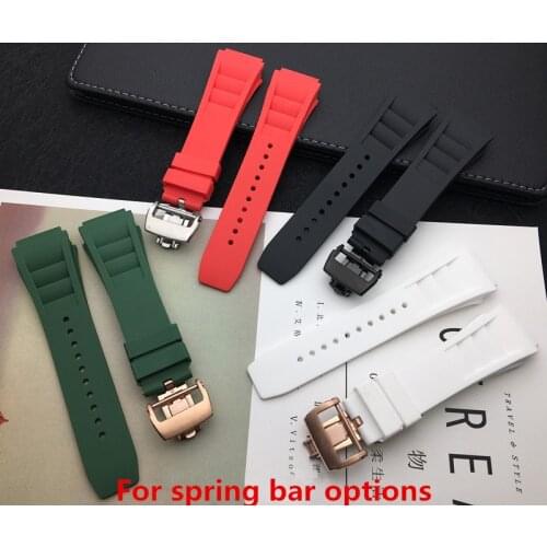 Black Red White Green 20mm Soft Nature Soft Silicone Rubber Watchband For Richard Watch Mille Strap band butterfly buckle logo