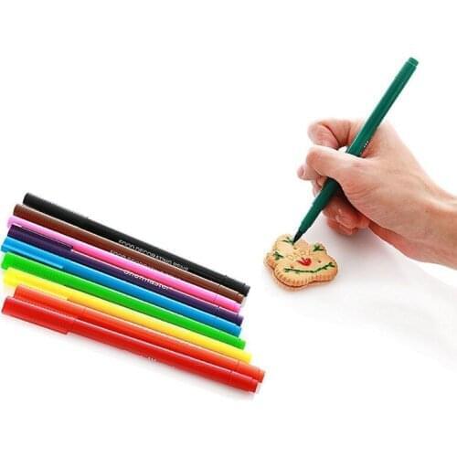 10 Colors Edible Ink Markers for Cookies Epoxy Resin Design Food Coloring Markers Resin Fine Tip Drawing Pens Craft Tool