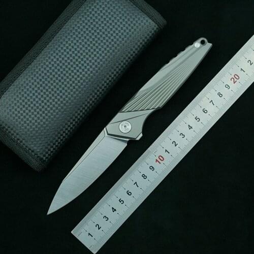 LEMIFSHE folding knife M390 blade titanium alloy handle outdoor camping survival kitchen fruit EDC gift tool knife