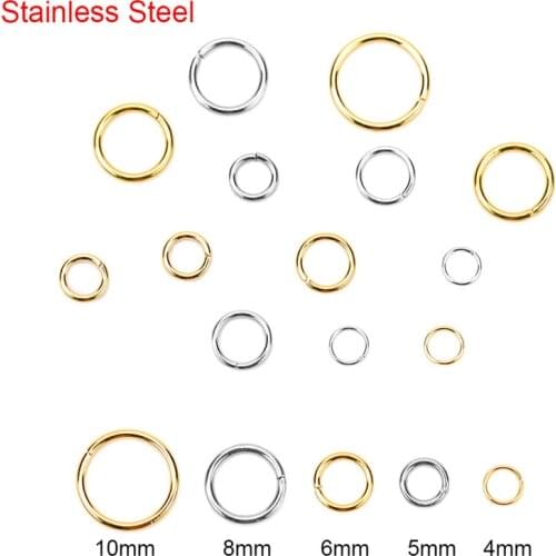 50/100pcs 4 5 6 8 10mm Stainless Steel Strong Open Spilt Jump Rings Connectors For Necklace Bracelet Findings DIy Jewelry Making