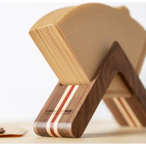 CAFEDEKONA Coffee filter paper storage rack Filter paper holder walnut coffee appliance suitable for a variety of filter paper