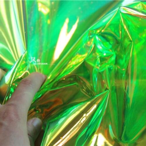 PVC Holographic Film TPU Laser Film Vinyl Green Waterproof Clothes Sewing Patchwork DIY Craft Bag Shoes Designer Fabric