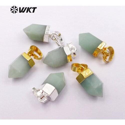 WT-P1328 WTK New Design Tiny Bullet Metal Electroplated Fashion Pendant For Women Jewelry Chaceldony Point Pendants