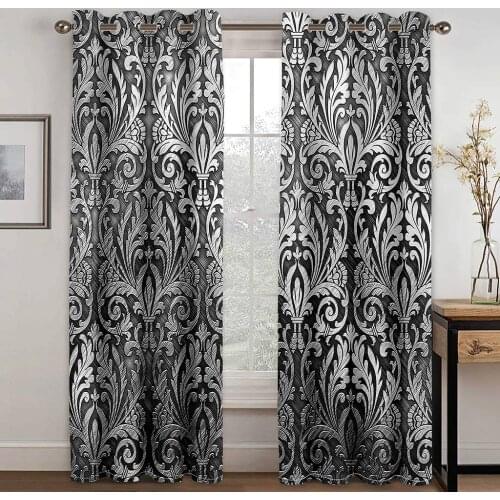Living Room Shading 90% Decorative Curtain Gray Silver Pattern Pattern Home Textile Decoration Bedroom Perforated Curtains
