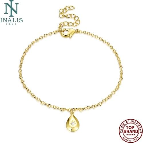 INALIS Water Drop Bracelets For Women With White Star Zircon Personality Golden Bracelet Fit Prom Festival Gift Fashion Jewelry
