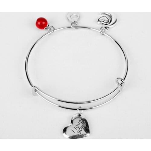 Romantic Love Heart Shape Moon Charm Bracelet Silver Color Women Bracelets Jewelry Gift Adjustable Wristband Bandgle -25