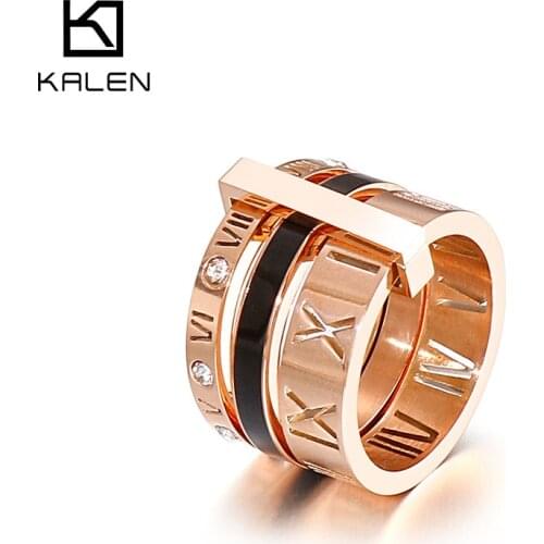 Kalen Ladies Roman Numerals Ring Party Jewelry High Quality Stainless Steel Fashion Accessories
