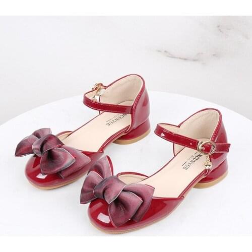 2020 Fashion Bowtie Summer Leather Childrens Rhinestone Shoes Soft Bottom Sandals Girls Beach Shoes 3 4 5 6 7 8 9 10 11 12 Years