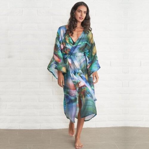 2021 Quick-drying Bohemian Printed Bikini Cover-ups Sexy Summer Beach Dress Beach Tunic Women Beachwear Swimsuit Cover Up Q942