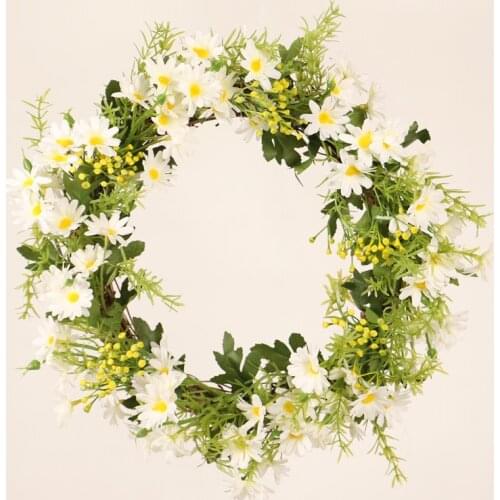 35cm Artificial Daisy Wedding Wreaths Rattan Wreath Wedding Decoration Floral Hoop Christmas Decor for Home Hanging Artificial F