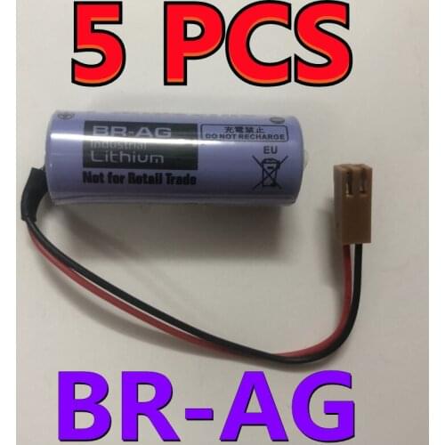 5 PACK Original New BR-AG Battery With Connector 3V 2200mah PLC FANUC Lithium bateria replace BR-A (Customizable plug)