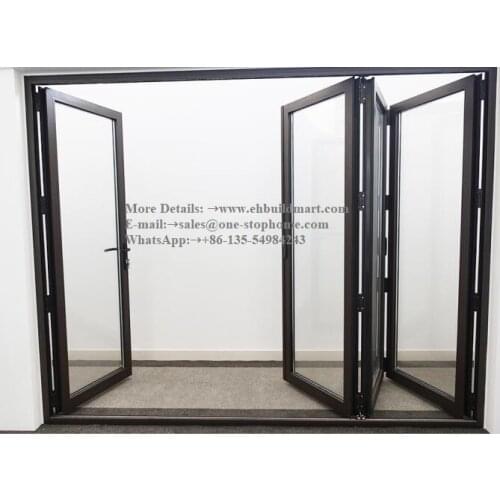 Aluminium Double Glass Sliding Folding Door for Entrance,patio doors for villa use,Exterior Room Dividers Soundproof Glass