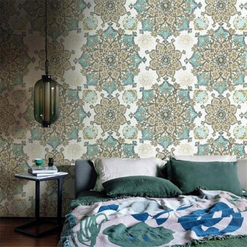 Beibehang American retro pastoral big flower Tibetan wallpaper ethnic wind bohemian living room bedroom TV background wall paper