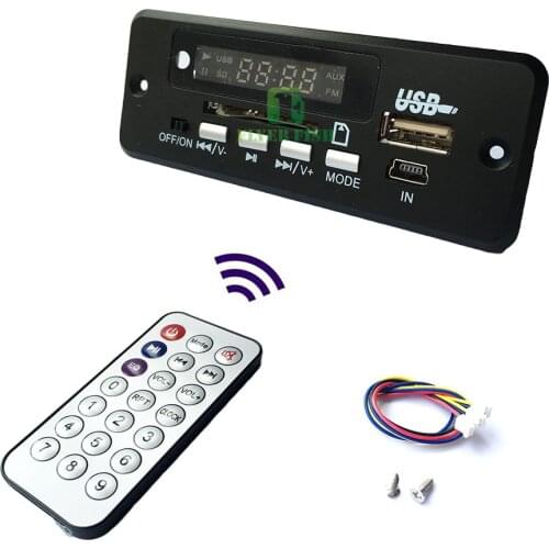 Wireless 5V MP3 Player Audio Module WMA Decoder Board 3W*3W Amp USB SD Radio For Car Red Digital LED With Remote controller