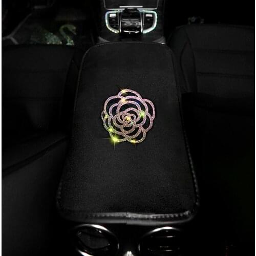 Rhinestone Crystal Car Armrest Pad Cover for Armrests Center Console Car Armrest Cushion Box Covers Women