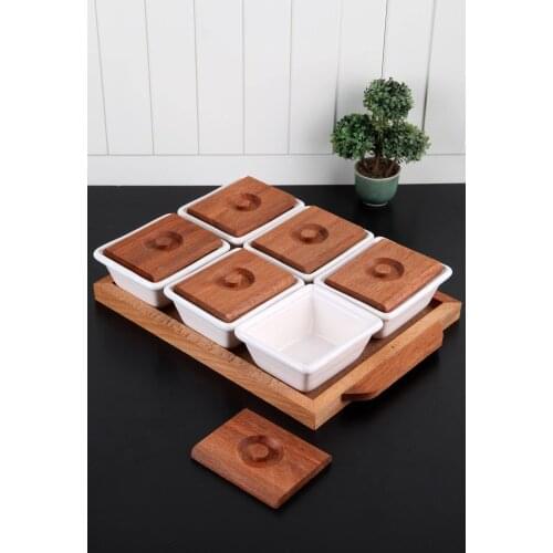 Wood Tray 6 Compartments Lux Breakfast u218