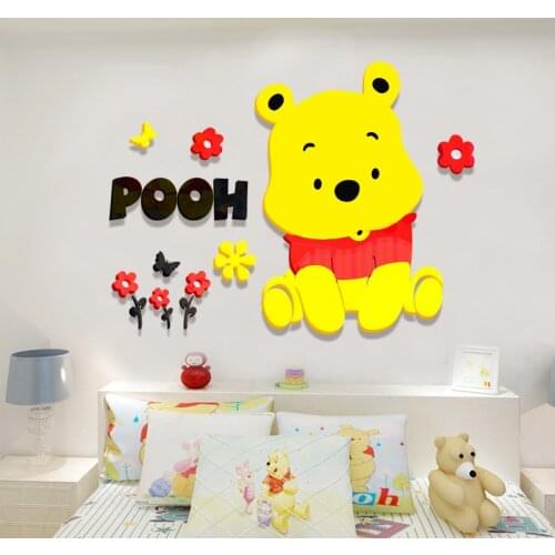 Disney Winnie The Pooh Crystal Ark Force 3D Mural Wall Sticker Cartoon Children Room Bedroom Bedside Kindergarten Decoration