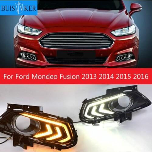 2PCS Led DRL Daytime Running Light 3 Colors in One Light for Ford Mondeo Fusion 2013 2014 2015 2016 With Fog Lamp Hole