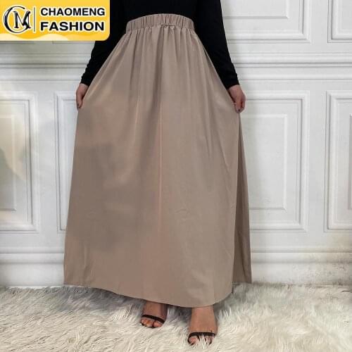 Faldas Largas Mujer Pleated A Line Long Skirt Abayas For Women Maxi Vestidos Jupe Longue Femme Musulman Elegant Modest Clothing