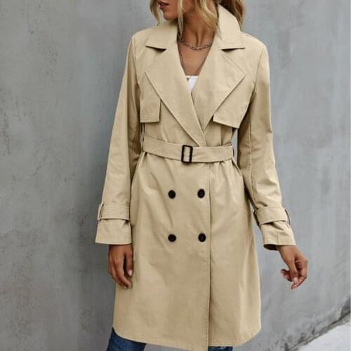 Hirigin Women's Double Breasted Trench Coats