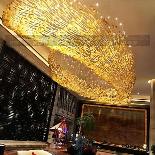 Hotel lobby crystal lamp large non-standard project sales department villa meeting room club chandeliers private customization