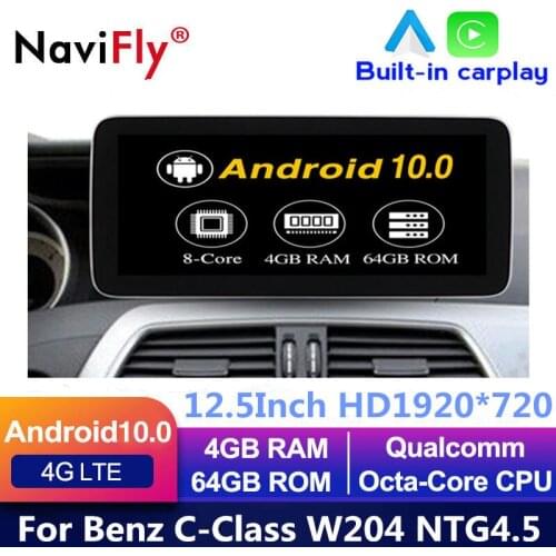 IPS Carplay Auto Android 10 Car dvd radio GPS Navigation For Mercedes Benz C Class C-Class W204 S204 2011 2012 2013 2014 NTG 4.5
