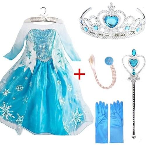 Cosplay Girl Clothing Elsa Dress Little Girls Clothes Party Vestidos Anna Snow Queen Print Birthday Princess Dress Kids Costume