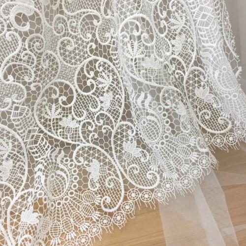 GLace 1 yard High-density beige white eyelashes water soluble lace fabric hollow lace accessories DIY skirt dress X0599