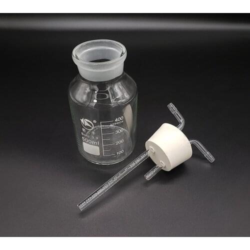 Laboratory Drechsel gas washing bottle device,Capacity 500ml,Multifunctional gas cylinder,Double-hole 11# rubber plug catheter