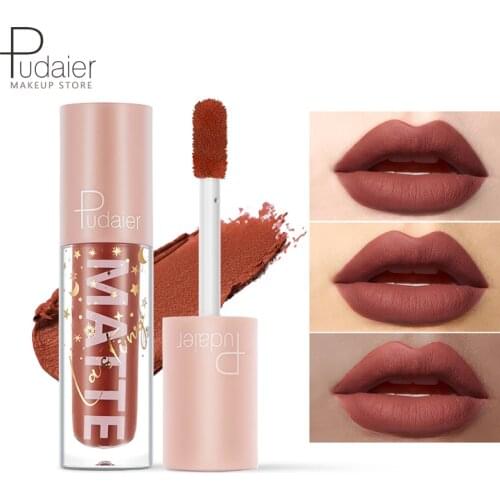 Pudaier Matte Liquid Lipstick Waterproof Professional Makeup Full Portable Lip Glaze for Make Up Tint Lip Gloss Mini Cosmetic