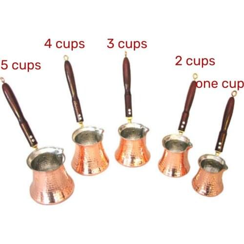 Handmade Copper Turkish Coffee Pots Coffee Milk Water Tea Heating Top Quality Product 5 Different Sizes 1 - 2 - 3 - 4 - 5 cups
