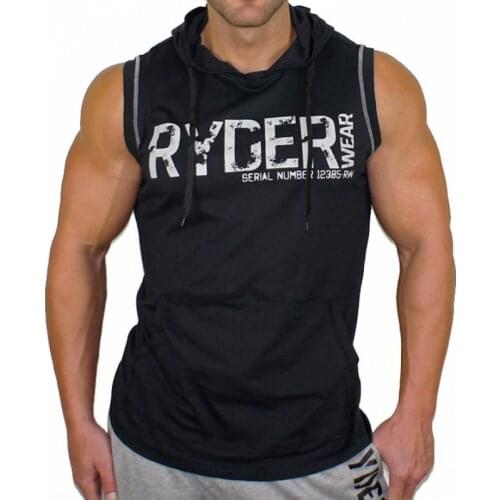 Mens Bodybuilding Hooded Tank Tops Gyms Fitness Workout Sleeveless Hoodie Sweatshirt Male Fashion Casual Cotton Vest Clothing