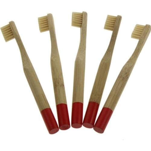 5Pcs/Set Kid Child Round Handle Green Handle Oral Care Clean Tool Natural Biodegradable Eco-Friendly Bamboo Toothbrushes Kit