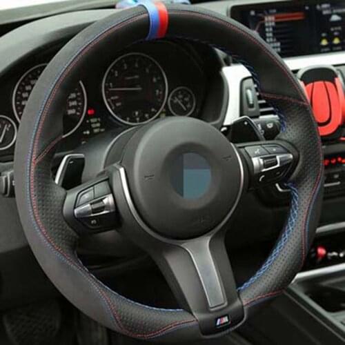 Car Steering Wheel Cover Black Genuine Leather For BMW F87 M2 F80 M3 F82 M4 M5 F12 F13 M6 F85 X5 M F86 X6 M F33 F30 M Sport