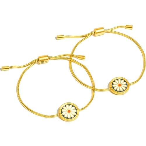 New Trendy Vintage Flower Daisy Bracelet Elegant Floral Summer Gold Chain Bracelet for Women Girls Best Bangle Jewerly Gifts