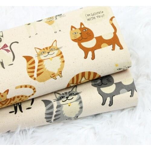 Half Yard Cat Print Thicken Cotton Fabric For Handmade DIY Bag 100% Cotton Sewing Tissue CR-1226