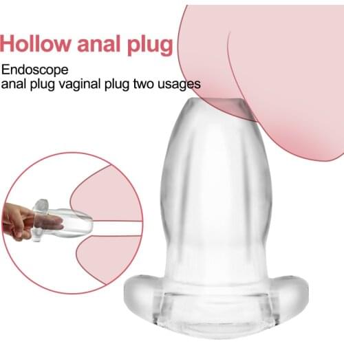 Transparent Hollow Huge Anal Plug Anal Douche Expander enema Butt Plug Prostate massage Dilatador Anal Sex Toys for Men Women