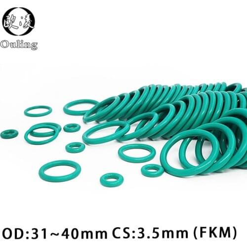 5PCS/lot Rubber Ring Green FKM O ring Seal CS5mm OD31/32/33/34/35/36/37/38/39/40mm Rubber ORings sealing Oil Gasket Washer