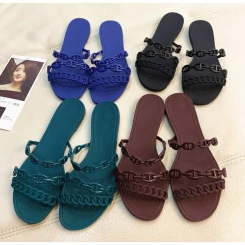 Jelly Woman Slippers Beach Femmes Sandales Flats Women Shoes Summer Zapatillas Mujer Outdoor Slides Chaussure Femme Size 35-40