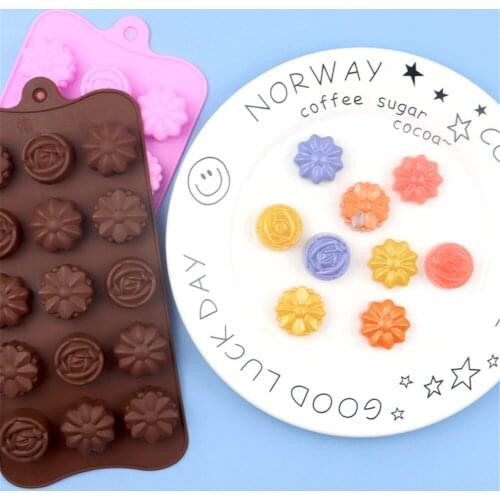 Silicone Flower Shape Chocolate Cake Soap Mold Baking Tray Mould Non-stick Silicone Cake Mold Jelly And Candy Mold 3d Mold